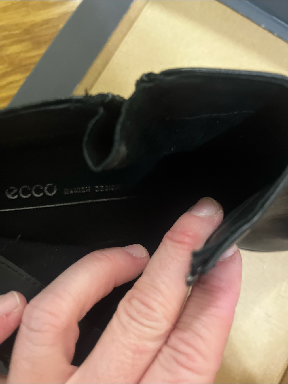Ecco Black Leather Side-Zip Ankle Booties - Picture 5 of 8